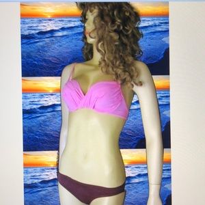 Victoria's Secret Petal Pink Burgundy 36B Bikini